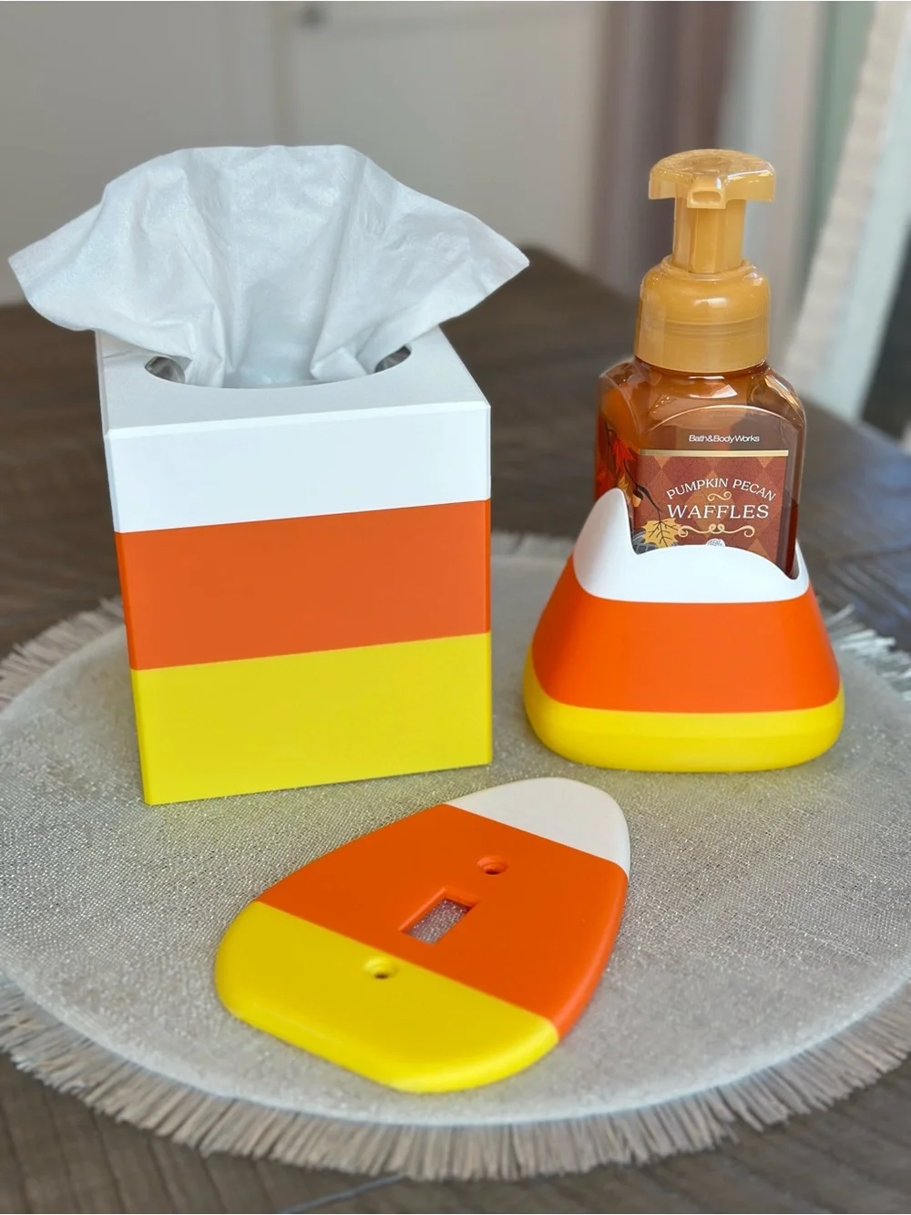 3 pc Candy Corn Bath Set for Bath & Body Works - Soap, Tissue , and Light Switch